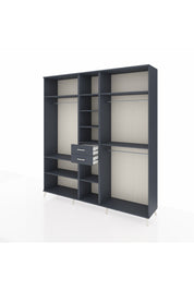 Hyperion Dolap 10 Raflı 2 Çekmeceli 3 Askılı 220x44x243 Antrasit-Antrasit/Antrasit