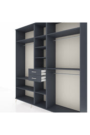 Hyperion Dolap 10 Raflı 2 Çekmeceli 3 Askılı 220x44x243 Antrasit-Antrasit/Antrasit