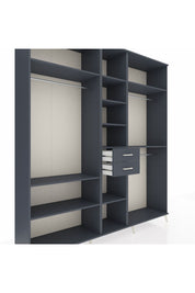 Hyperion Dolap 10 Raflı 2 Çekmeceli 3 Askılı 220x44x243 Antrasit-Antrasit/Antrasit