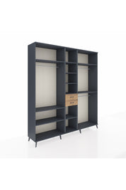 Hyperion Dolap 10 Raflı 2 Çekmeceli 3 Askılı 220x44x243 Antrasit-Antrasit/Çam