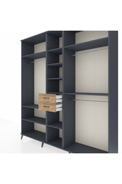 Hyperion Dolap 10 Raflı 2 Çekmeceli 3 Askılı 220x44x243 Antrasit-Antrasit/Çam