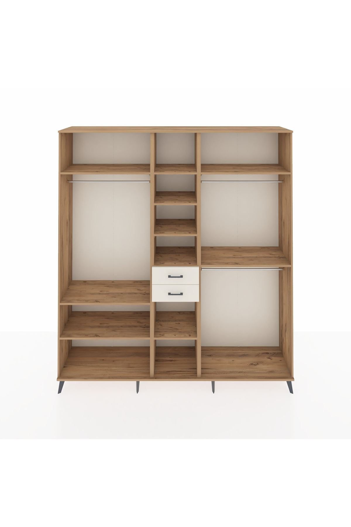Hyperion Dolap 10 Raflı 2 Çekmeceli 3 Askılı 220x44x243 Çam-Çam/Aytaşı