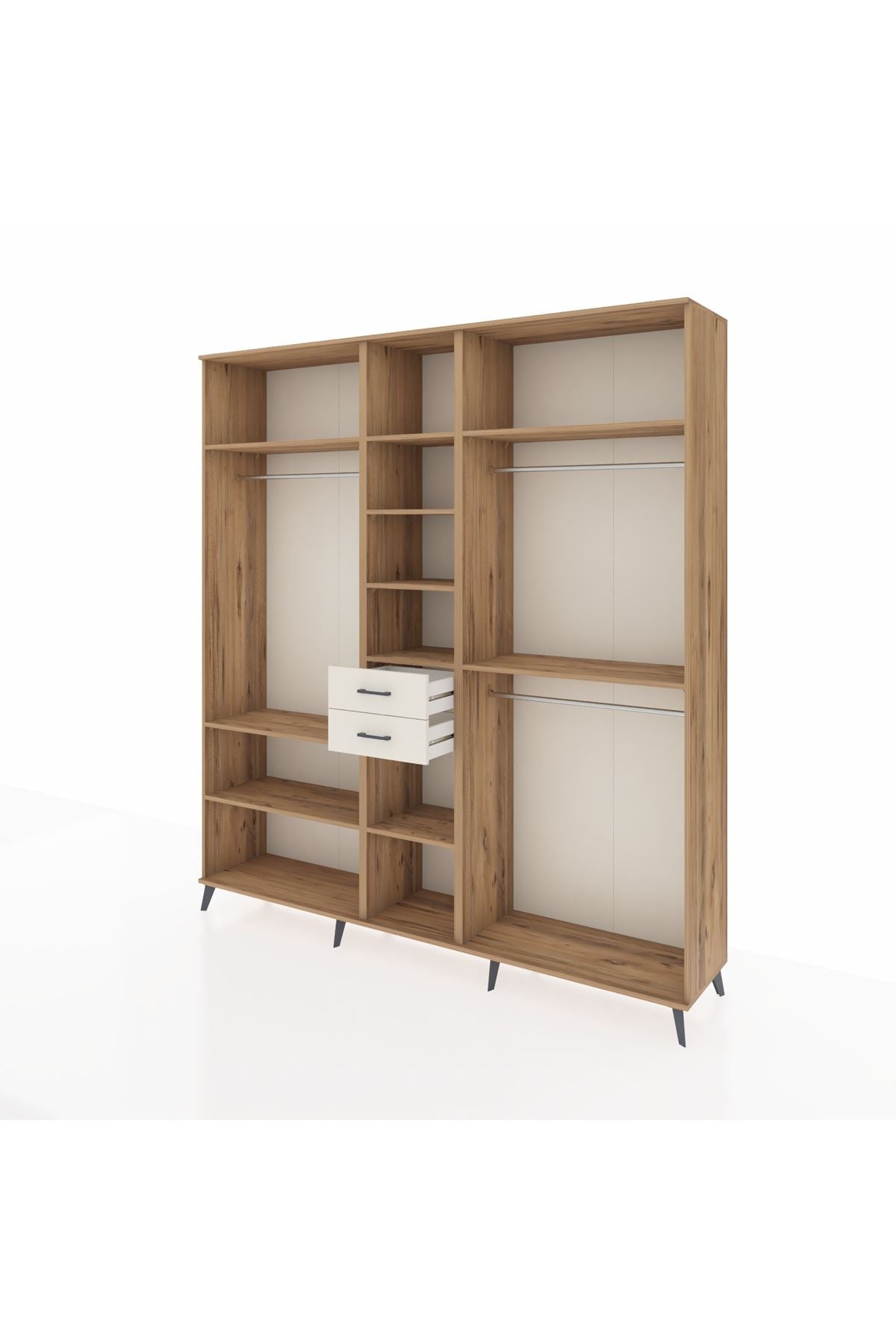 Hyperion Dolap 10 Raflı 2 Çekmeceli 3 Askılı 220x44x243 Çam-Çam/Aytaşı