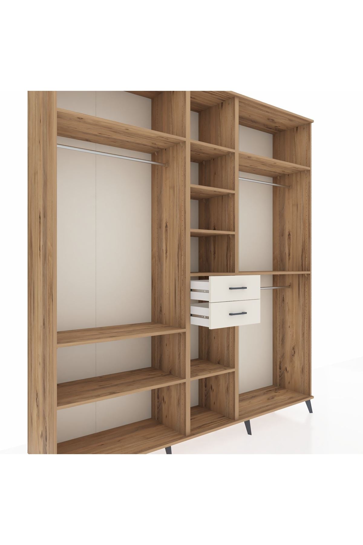 Hyperion Dolap 10 Raflı 2 Çekmeceli 3 Askılı 220x44x243 Çam-Çam/Aytaşı