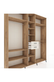 Hyperion Dolap 10 Raflı 2 Çekmeceli 3 Askılı 220x44x243 Çam-Çam/Aytaşı