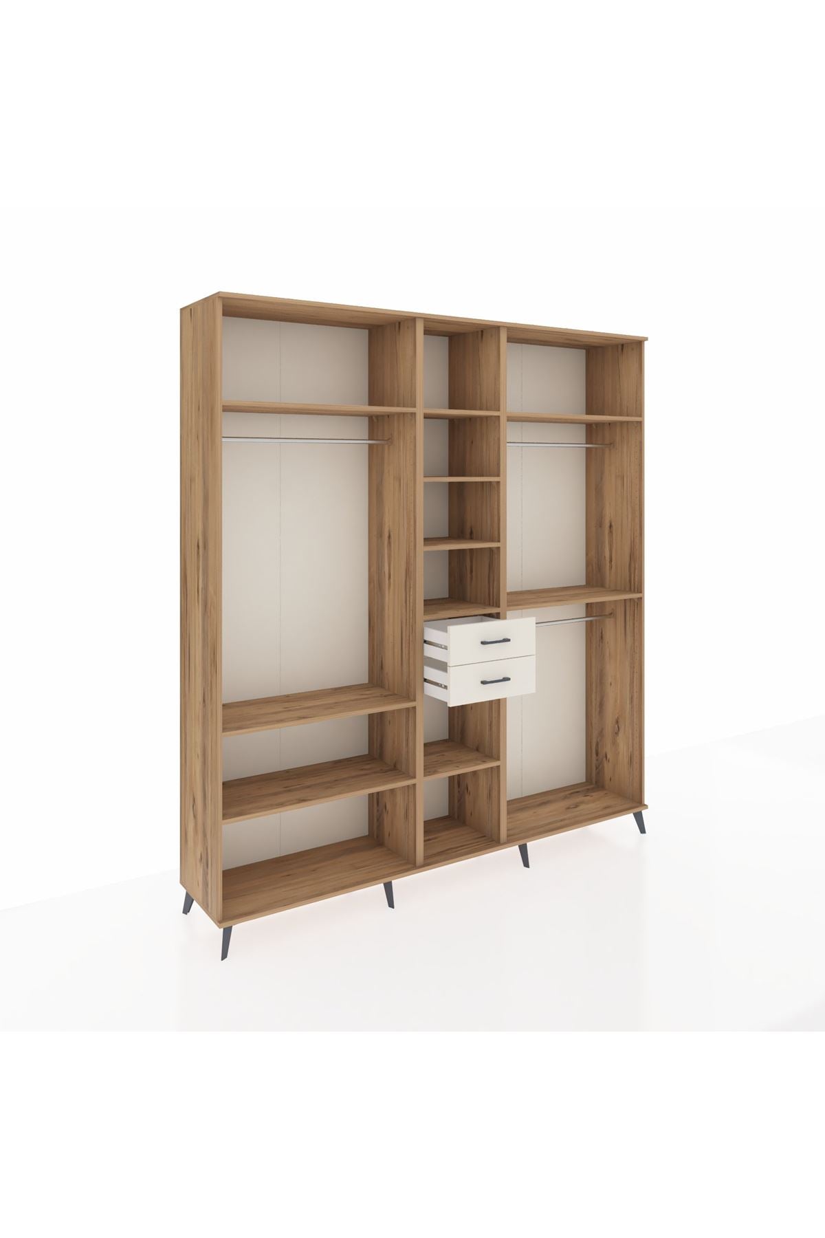 Hyperion Dolap 10 Raflı 2 Çekmeceli 3 Askılı 220x44x243 Çam-Çam/Aytaşı