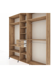 Hyperion Dolap 10 Raflı 2 Çekmeceli 3 Askılı 220x44x243 Çam-Çam/Çam