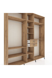 Hyperion Dolap 10 Raflı 2 Çekmeceli 3 Askılı 220x44x243 Çam-Çam/Çam