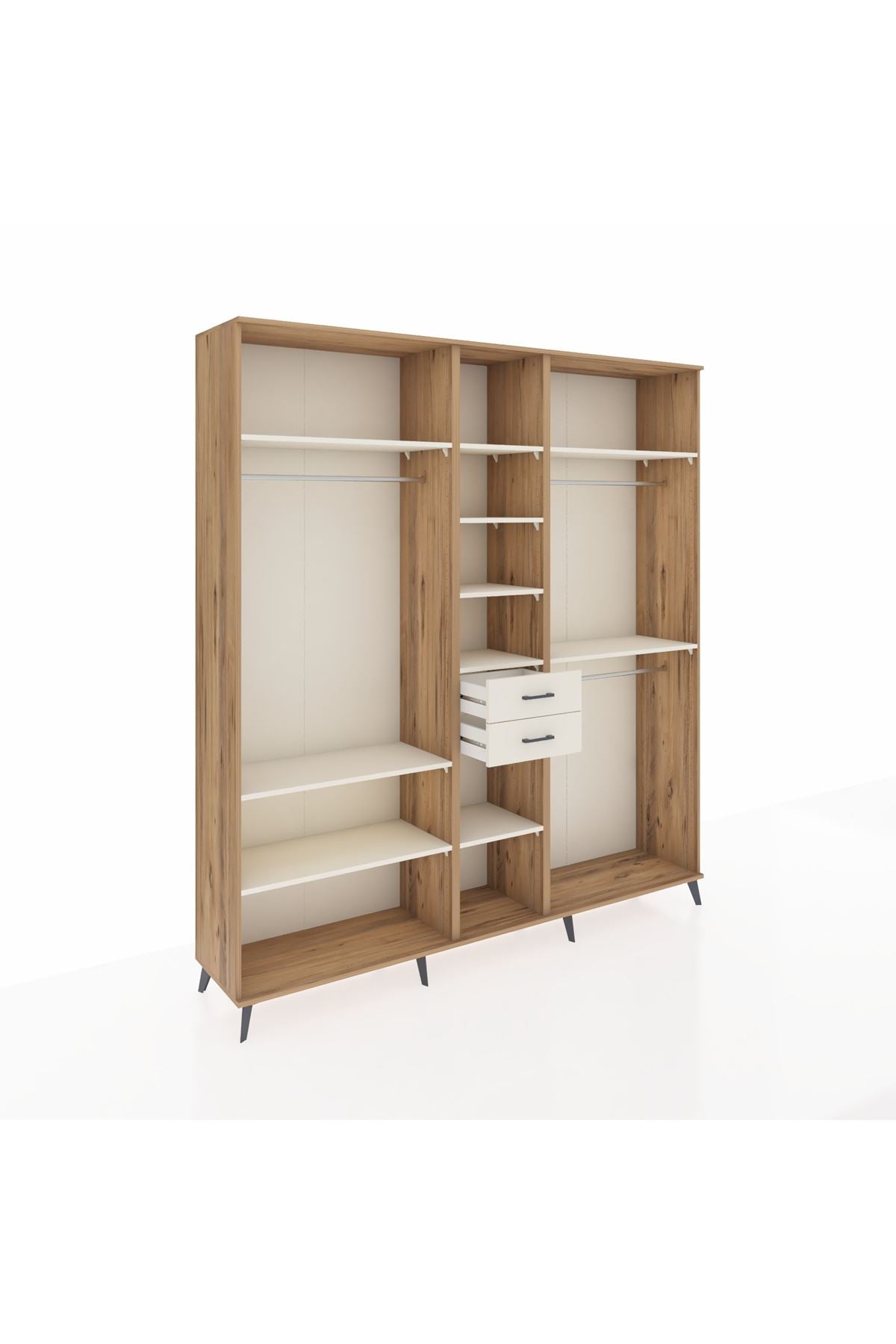 Hyperion Dolap 10 Raflı 2 Çekmeceli 3 Askılı 220x44x243 Çam-Aytaşı/Aytaşı