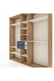 Hyperion Dolap 10 Raflı 2 Çekmeceli 3 Askılı 220x44x243 Çam-Aytaşı/Antrasit