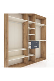 Hyperion Dolap 10 Raflı 2 Çekmeceli 3 Askılı 220x44x243 Çam-Aytaşı/Antrasit