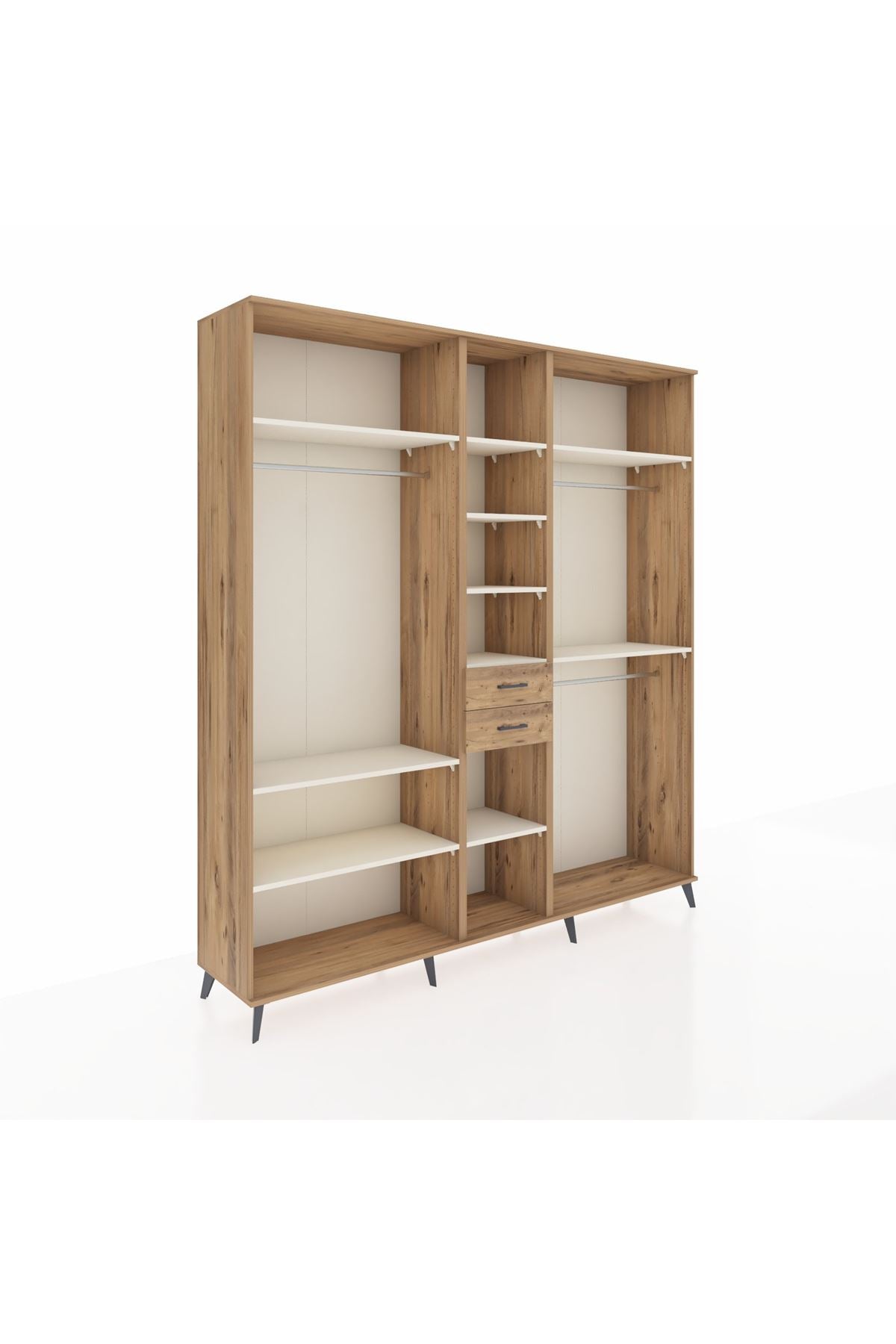 Hyperion Dolap 10 Raflı 2 Çekmeceli 3 Askılı 220x44x243 Çam-Aytaşı/Çam