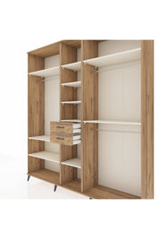 Hyperion Dolap 10 Raflı 2 Çekmeceli 3 Askılı 220x44x243 Çam-Aytaşı/Çam