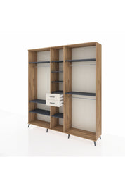 Hyperion Dolap 10 Raflı 2 Çekmeceli 3 Askılı 220x44x243 Çam-Antrasit/Aytaşı