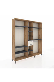 Hyperion Dolap 10 Raflı 2 Çekmeceli 3 Askılı 220x44x243 Çam-Antrasit/Aytaşı