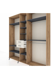 Hyperion Dolap 10 Raflı 2 Çekmeceli 3 Askılı 220x44x243 Çam-Antrasit/Aytaşı