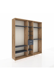 Hyperion Dolap 10 Raflı 2 Çekmeceli 3 Askılı 220x44x243 Çam-Antrasit/Antrasit