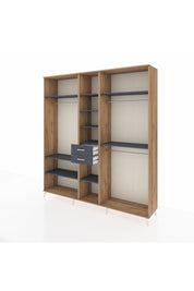 Hyperion Dolap 10 Raflı 2 Çekmeceli 3 Askılı 220x44x243 Çam-Antrasit/Antrasit