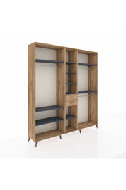 Hyperion Dolap 10 Raflı 2 Çekmeceli 3 Askılı 220x44x243 Çam-Antrasit/Çam