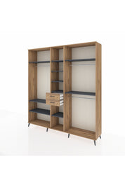 Hyperion Dolap 10 Raflı 2 Çekmeceli 3 Askılı 220x44x243 Çam-Antrasit/Çam