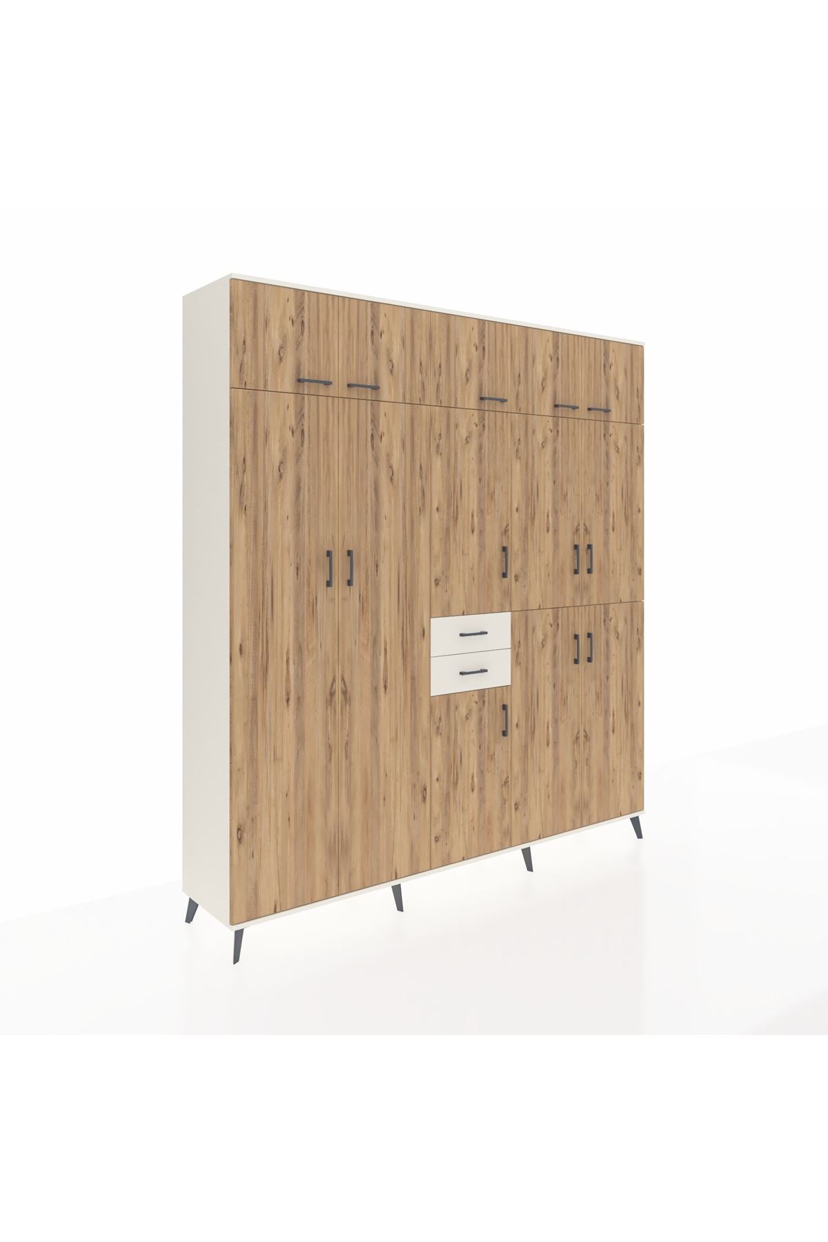 Hyperion Dolap 10 Raflı 2 Çekmeceli 3 Askılı 220x44x243 Aytaşı-Çam/Aytaşı