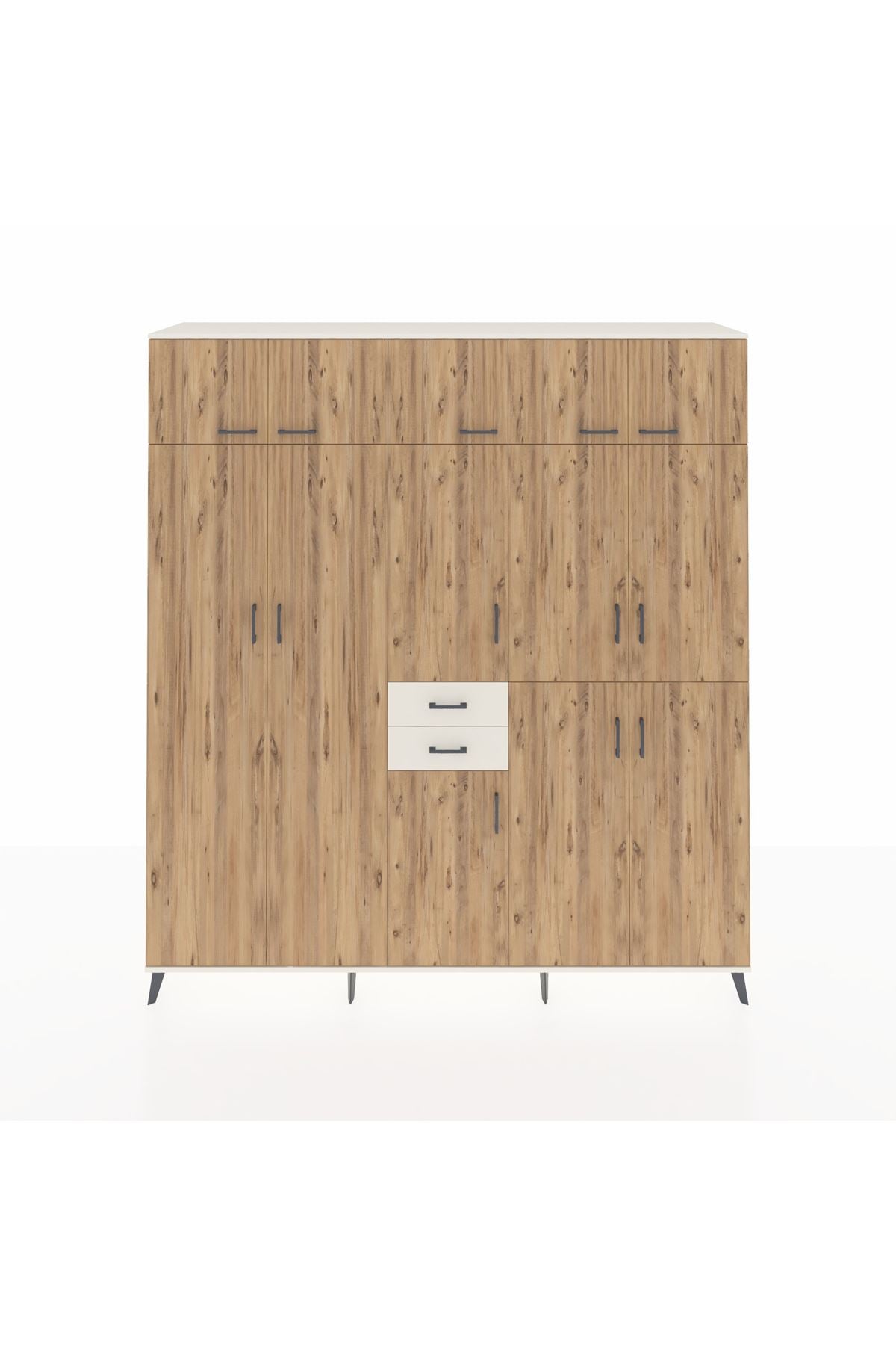 Hyperion Dolap 10 Raflı 2 Çekmeceli 3 Askılı 220x44x243 Aytaşı-Çam/Aytaşı