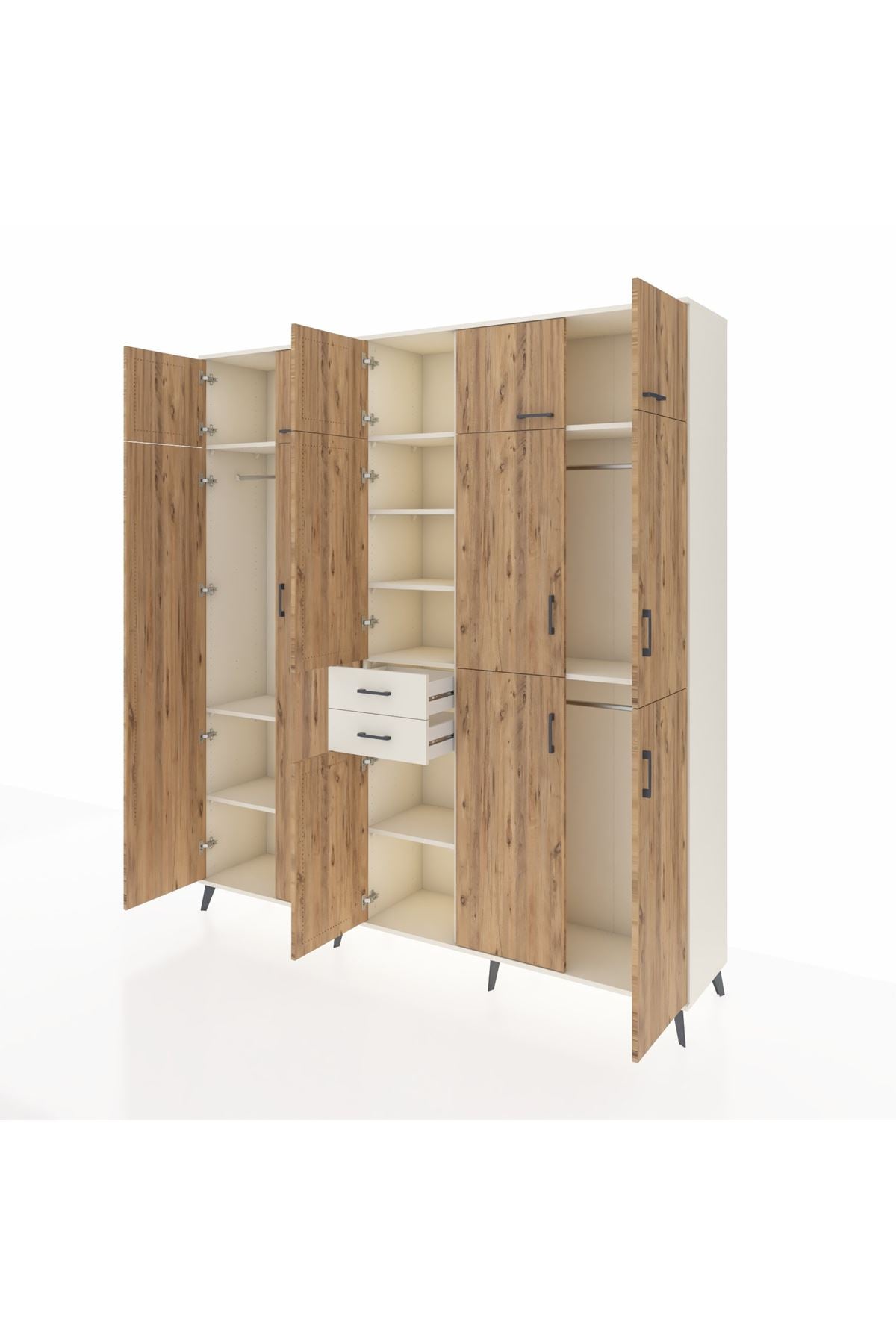 Hyperion Dolap 10 Raflı 2 Çekmeceli 3 Askılı 220x44x243 Aytaşı-Çam/Aytaşı