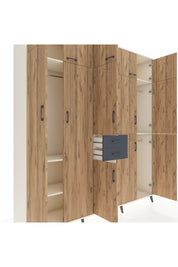 Hyperion Dolap 10 Raflı 2 Çekmeceli 3 Askılı 220x44x243 Aytaşı-Çam/Antrasit