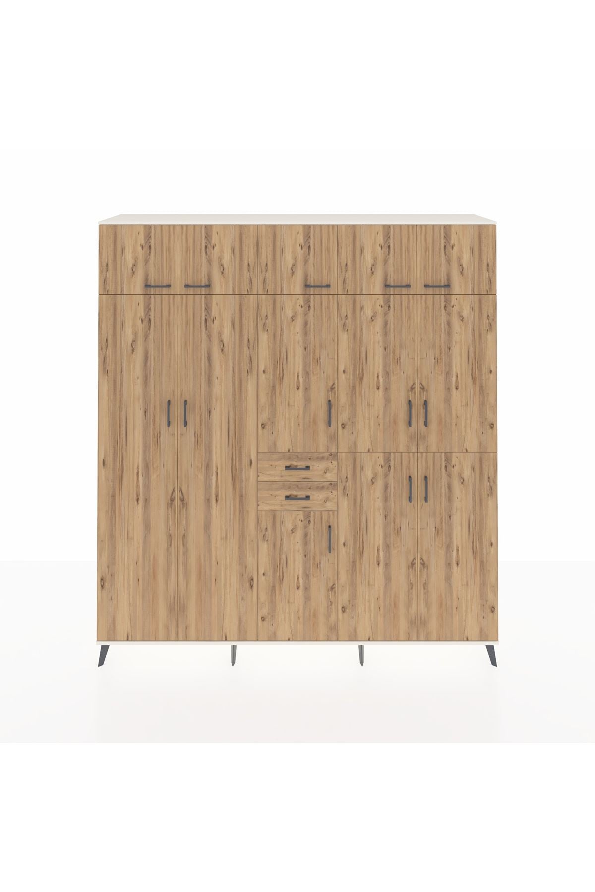 Hyperion Dolap 10 Raflı 2 Çekmeceli 3 Askılı 220x44x243 Aytaşı-Çam/Çam