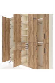 Hyperion Dolap 10 Raflı 2 Çekmeceli 3 Askılı 220x44x243 Aytaşı-Çam/Çam