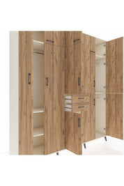 Hyperion Dolap 10 Raflı 2 Çekmeceli 3 Askılı 220x44x243 Aytaşı-Çam/Çam