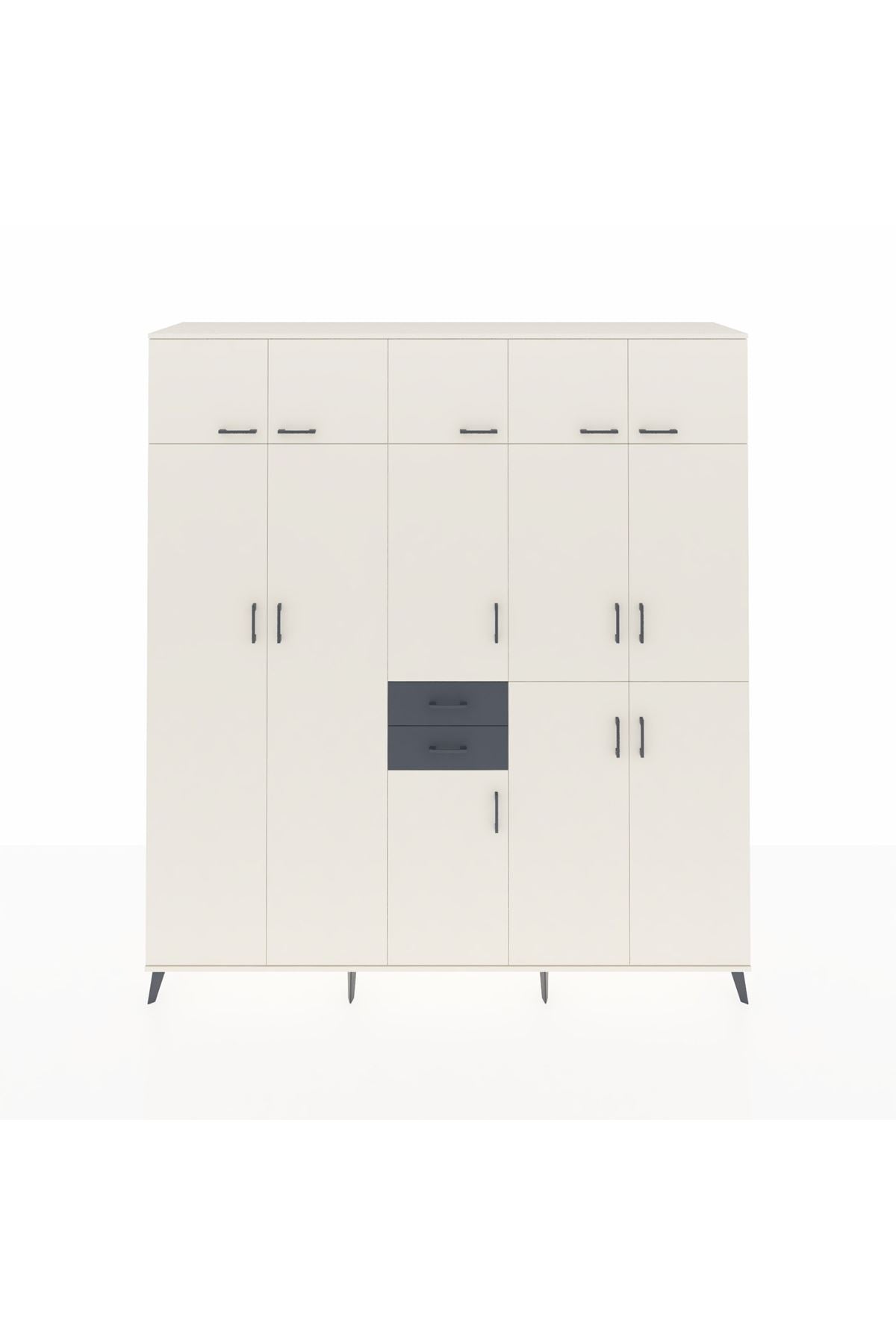 Hyperion Dolap 10 Raflı 2 Çekmeceli 3 Askılı 220x44x243 Aytaşı-Aytaşı/Antrasit