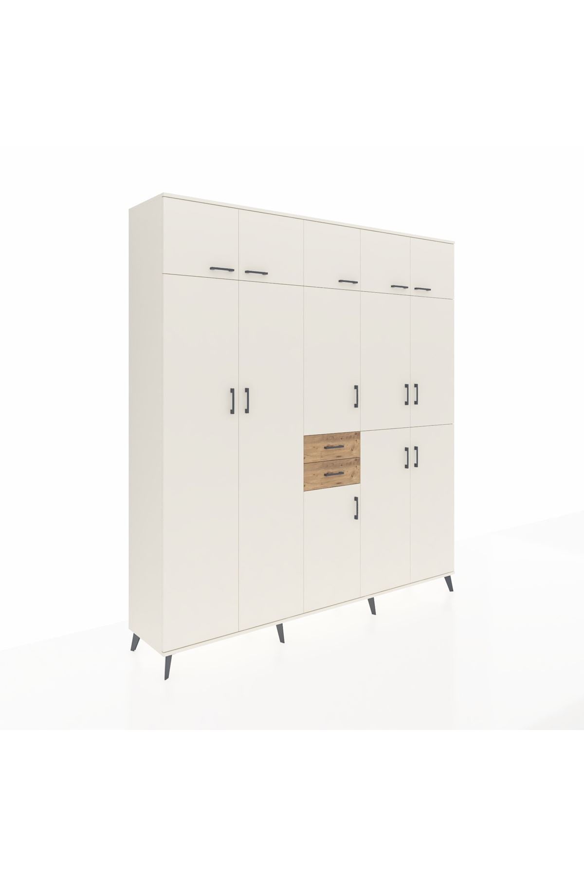 Hyperion Dolap 10 Raflı 2 Çekmeceli 3 Askılı 220x44x243 Aytaşı-Aytaşı/Çam