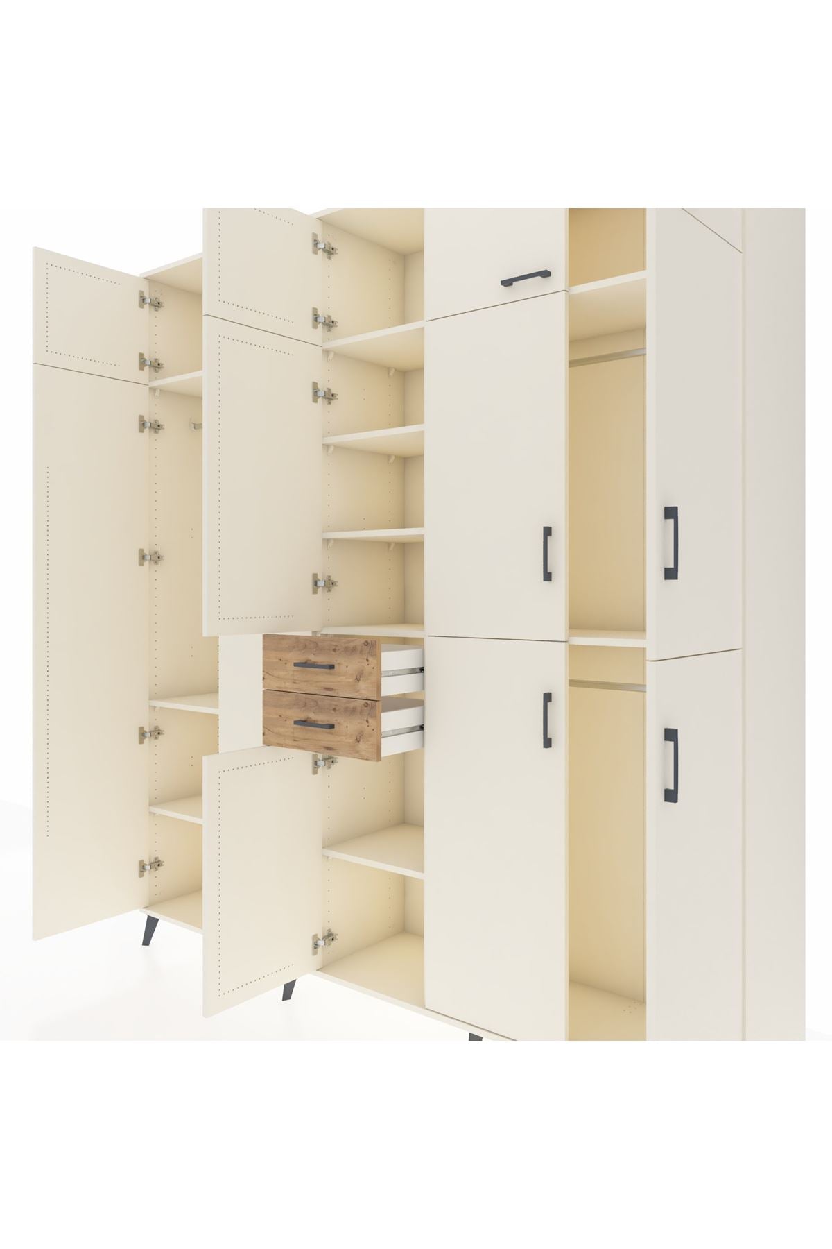 Hyperion Dolap 10 Raflı 2 Çekmeceli 3 Askılı 220x44x243 Aytaşı-Aytaşı/Çam