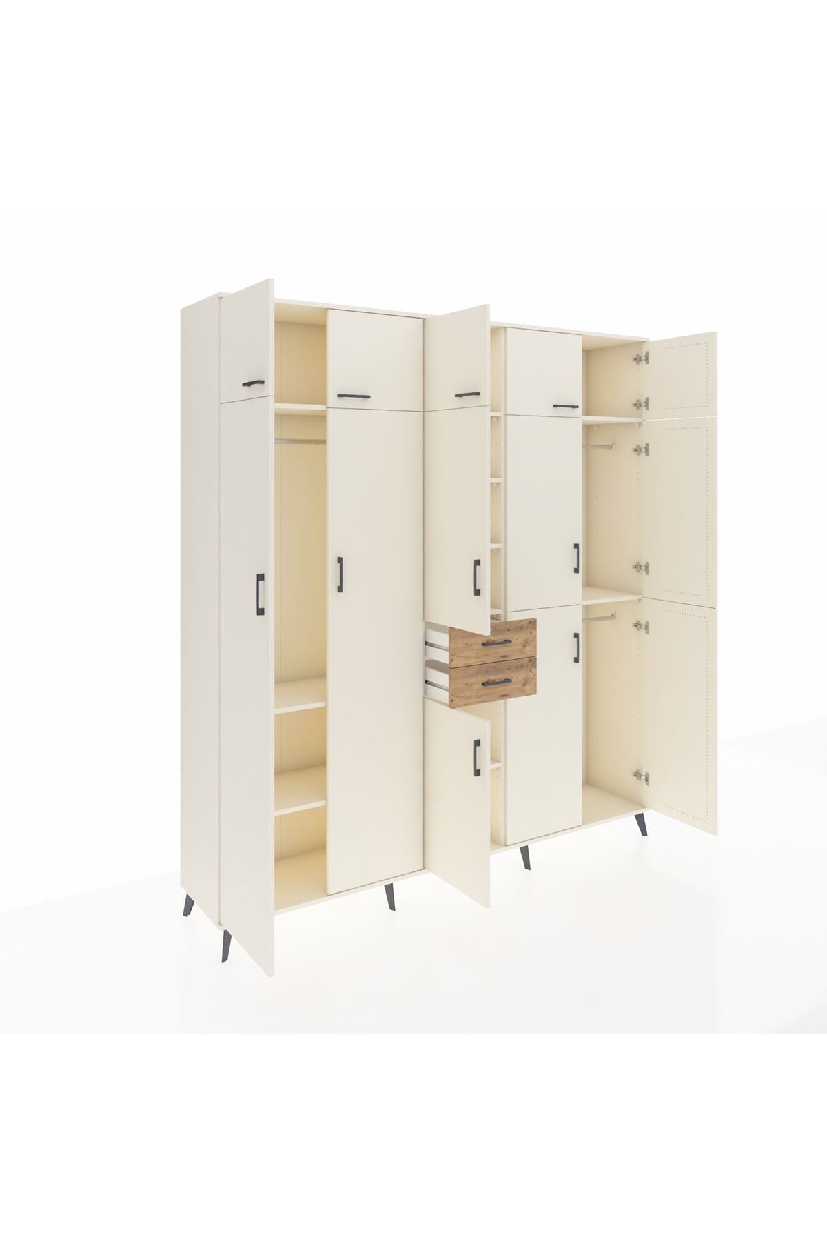 Hyperion Dolap 10 Raflı 2 Çekmeceli 3 Askılı 220x44x243 Aytaşı-Aytaşı/Çam