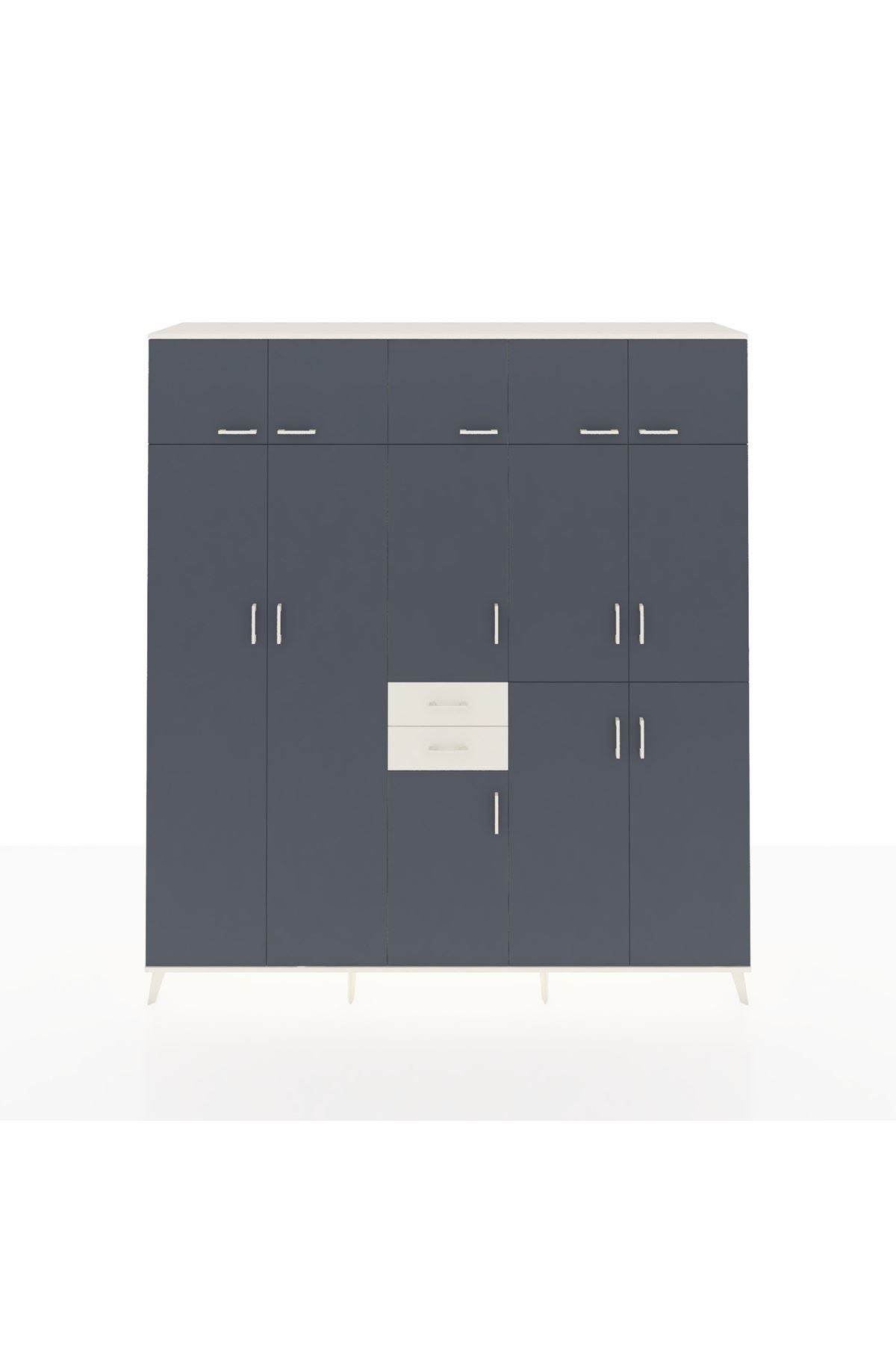 Hyperion Dolap 10 Raflı 2 Çekmeceli 3 Askılı 220x44x243 Aytaşı-Antrasit/Aytaşı