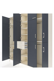 Hyperion Dolap 10 Raflı 2 Çekmeceli 3 Askılı 220x44x243 Aytaşı-Antrasit/Aytaşı