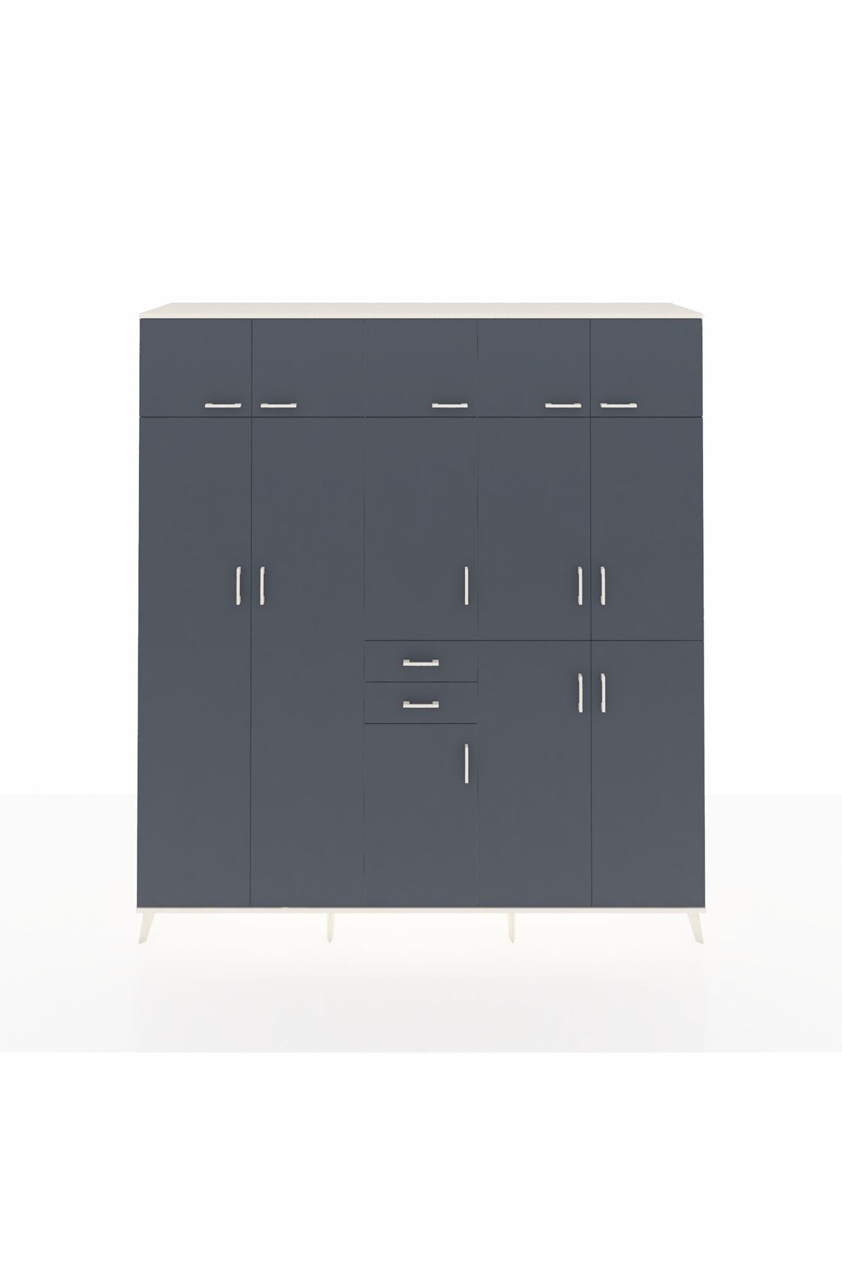 Hyperion Dolap 10 Raflı 2 Çekmeceli 3 Askılı 220x44x243 Aytaşı-Antrasit/Antrasit