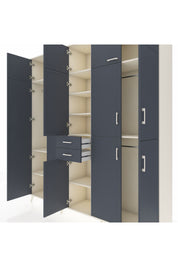 Hyperion Dolap 10 Raflı 2 Çekmeceli 3 Askılı 220x44x243 Aytaşı-Antrasit/Antrasit