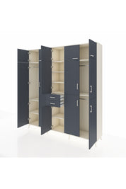 Hyperion Dolap 10 Raflı 2 Çekmeceli 3 Askılı 220x44x243 Aytaşı-Antrasit/Antrasit