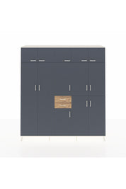 Hyperion Dolap 10 Raflı 2 Çekmeceli 3 Askılı 220x44x243 Aytaşı-Antrasit/Çam