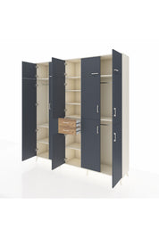 Hyperion Dolap 10 Raflı 2 Çekmeceli 3 Askılı 220x44x243 Aytaşı-Antrasit/Çam