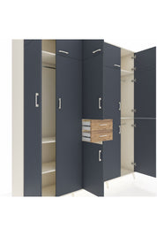 Hyperion Dolap 10 Raflı 2 Çekmeceli 3 Askılı 220x44x243 Aytaşı-Antrasit/Çam