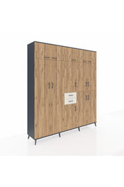 Hyperion Dolap 10 Raflı 2 Çekmeceli 3 Askılı 220x44x243 Antrasit-Çam/Aytaşı