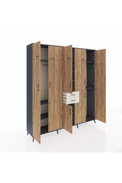 Hyperion Dolap 10 Raflı 2 Çekmeceli 3 Askılı 220x44x243 Antrasit-Çam/Aytaşı