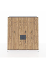 Hyperion Dolap 10 Raflı 2 Çekmeceli 3 Askılı 220x44x243 Antrasit-Çam/Antrasit