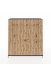 Hyperion Dolap 10 Raflı 2 Çekmeceli 3 Askılı 220x44x243 Antrasit-Çam/Çam