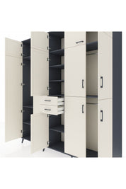 Hyperion Dolap 10 Raflı 2 Çekmeceli 3 Askılı 220x44x243 Antrasit-Aytaşı/Aytaşı