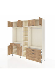 Hyperion Dolap 11 Raflı 4 Çekmeceli 2 Askılı 220x44x243 Aytaşı-Çam/Çam