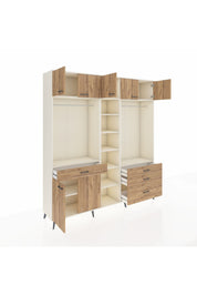 Hyperion Dolap 11 Raflı 4 Çekmeceli 2 Askılı 220x44x243 Aytaşı-Çam/Çam